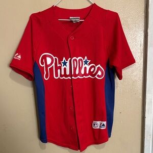 Majestic Red and Blue Phillies Kids Jersey